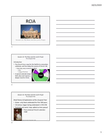 RCIA  Session 14: The Mass and the Lords Prayer  1  Session 14: The Mass and the Lords Prayer