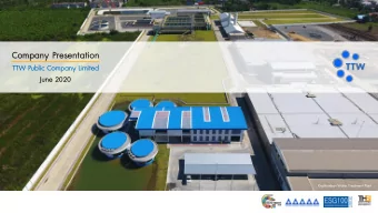 Company Presentation  TTW Public Company Limited  June 2020  Krathumban Water Treatment Plant