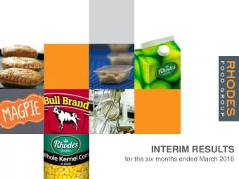 INTERIM RESULTS  for the six months ended March 2016  PRESENTATION OUTLINE 1 REVIEW OF THE SIX