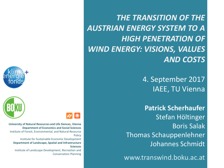 the transition of the austrian energy system to a high
