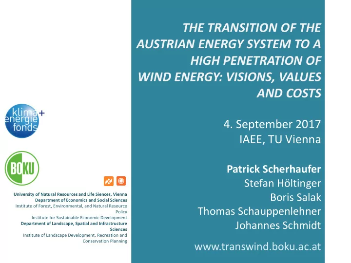 the transition of the austrian energy system to a high