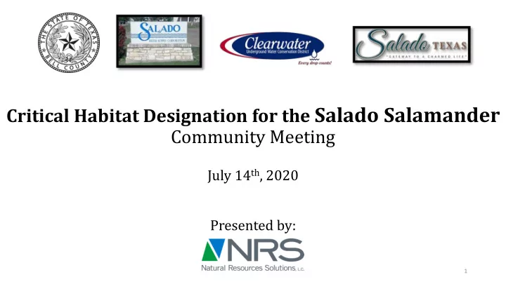 critical habitat designation for the salado salamander
