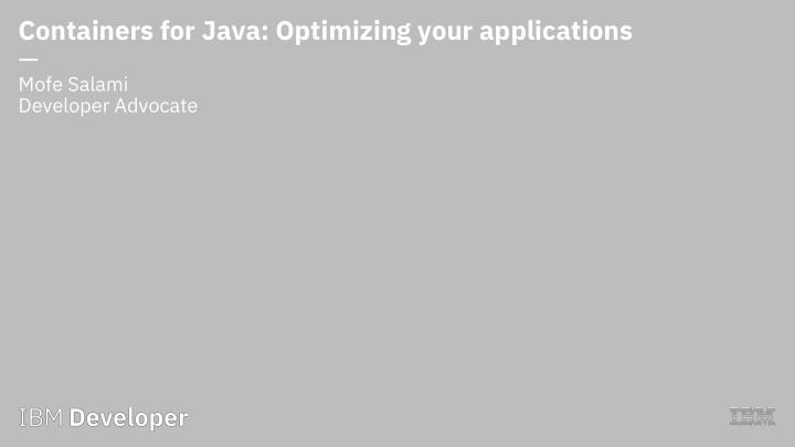 containers for java optimizing your applications