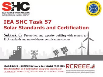 IEA SHC Task 57  Solar Standards and Certification Subtask C: Promotion and capacity building with