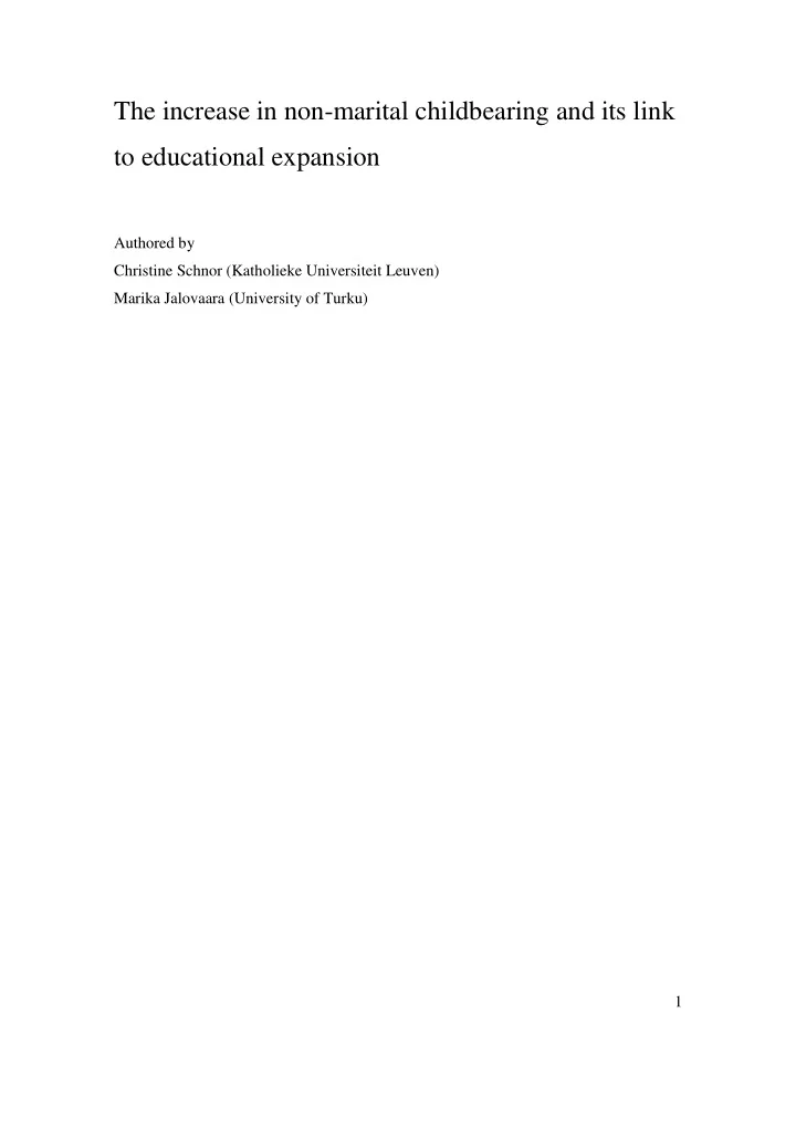 the increase in non marital childbearing and its link to