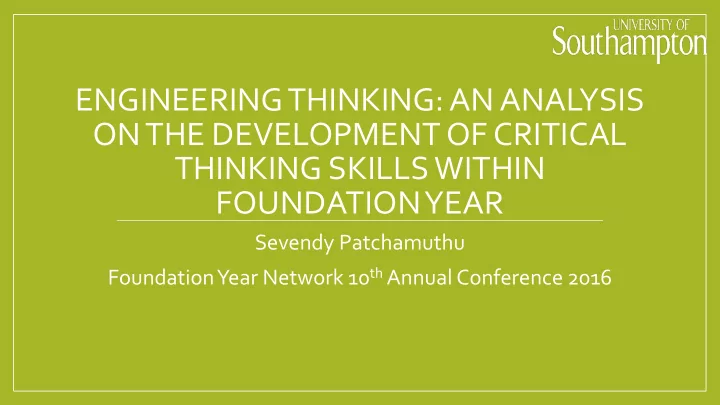 engineering thinking an analysis on the development of