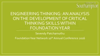 ENGINEERING THINKING: AN ANALYSIS  ON THE DEVELOPMENT OF CRITICAL  THINKING SKILLS WITHIN