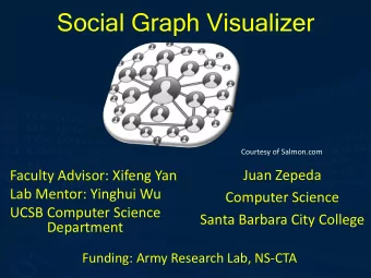 Social Graph Visualizer  Courtesy of Salmon.com  Juan Zepeda  Faculty Advisor: Xifeng Yan  Lab