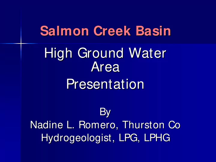 high ground water high ground water area area
