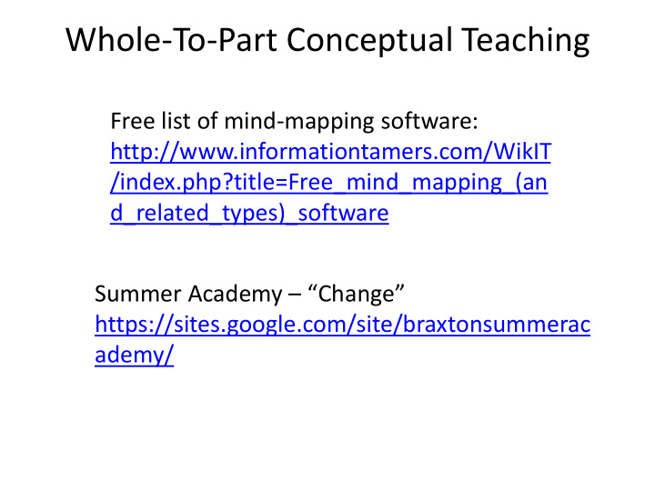 whole to part conceptual teaching