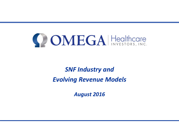 snf industry and evolving revenue models