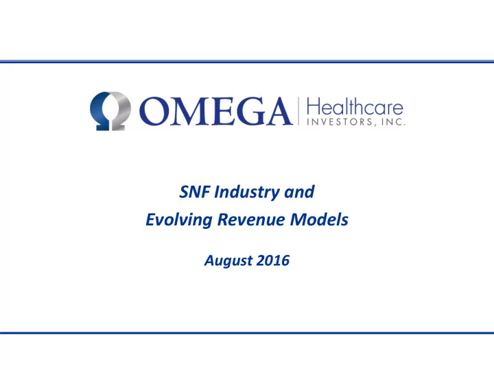 snf industry and evolving revenue models