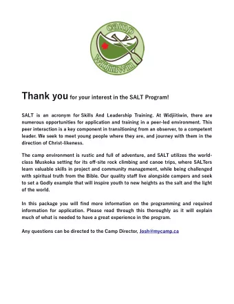 T  h  a  n  k  y  o  u  f  o  r  y  o  u  r  i  n  t  e  r  e  s  t  i  n  t  h  e  S  A  L  T  P