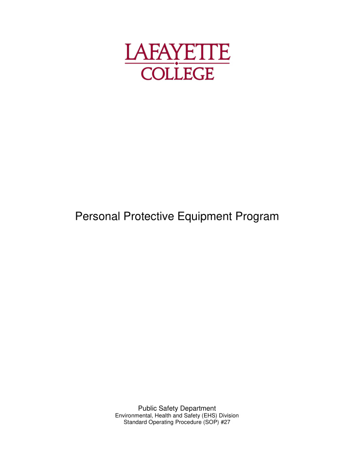 personal protective equipment program