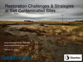 Restoration Challenges &amp; Strategies  at Salt Contaminated Sites  James Hulsebosch B.Sc., PAg,