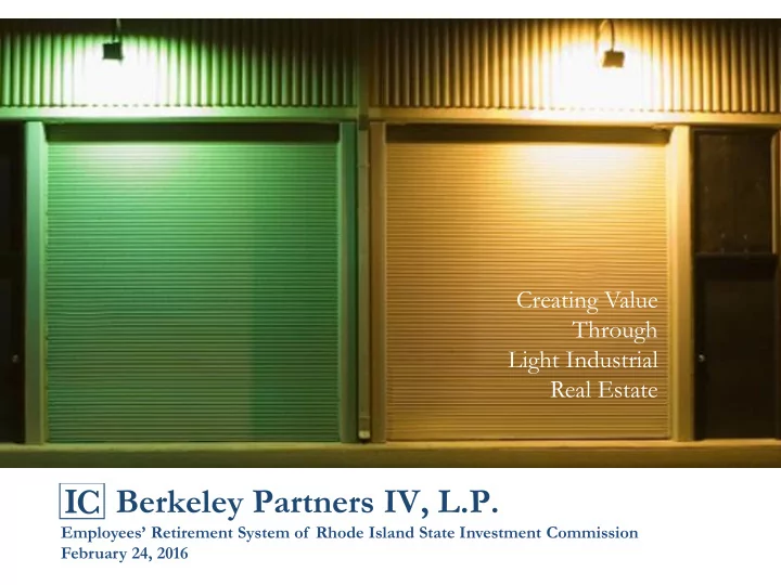 berkeley partners iv l p