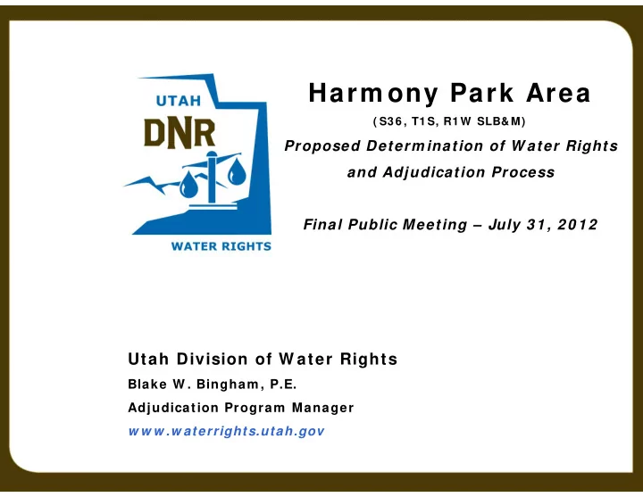 harm ony park area