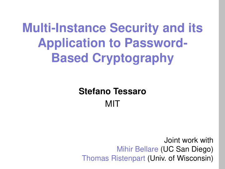 multi instance security and its