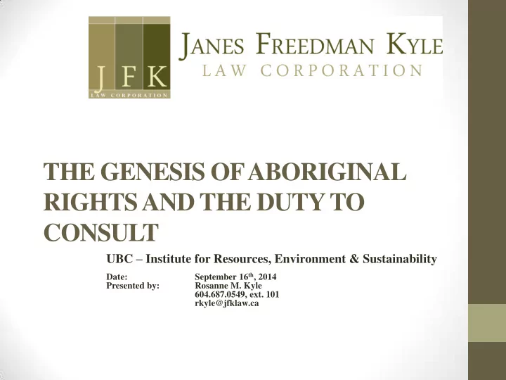 the genesis of aboriginal