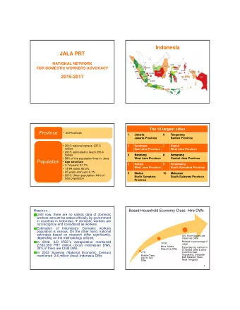 Indonesia  JALA PRT  NATIONAL NETWORK  FOR DOMESTIC WORKERS ADVOCACY  2015-2017  The 10 largest