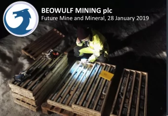 BEOWULF MINING plc  Future Mine and Mineral, 28 January 2019  0  Disclaimer The presentation has