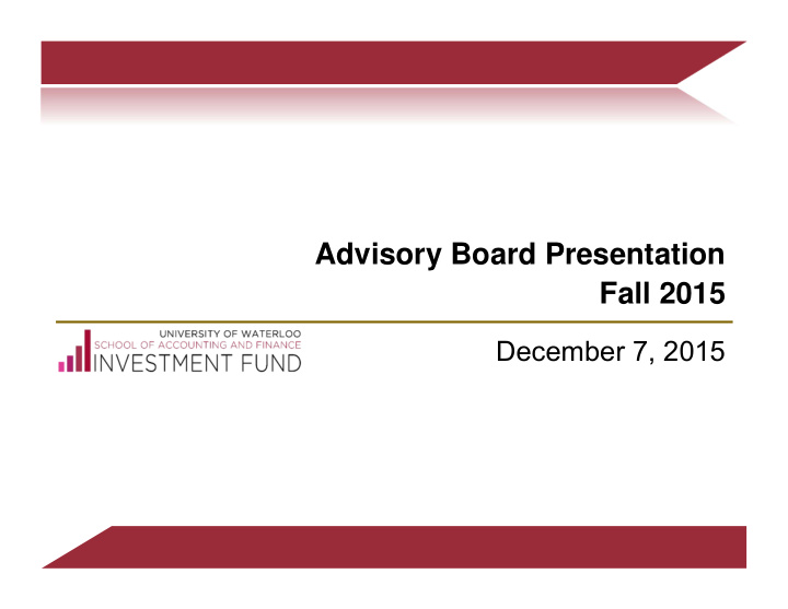 advisory board presentation fall 2015