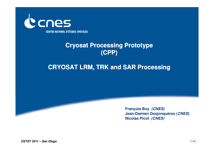 cryosat processing prototype cryosat processing prototype