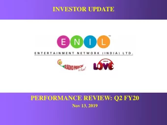 PERFORMANCE REVIEW: Q2 FY20  Nov 13, 2019  1  Presentation Path  Financial Review  Business
