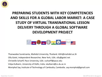 STUDY OF VIRTUAL TRANSNATIONAL LESSON  DELIVERY THROUGH A GLOBAL SOFTWARE  DEVELOPMENT PROJECT