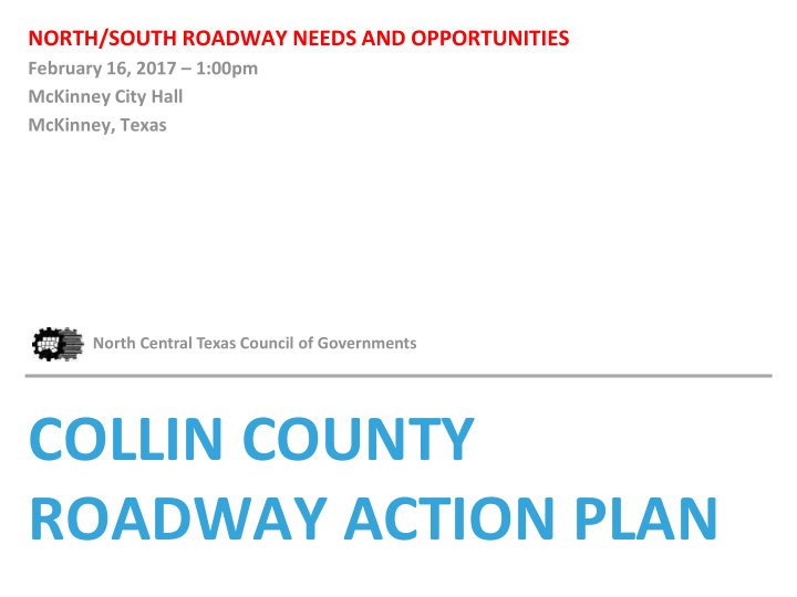 roadway action plan welcome