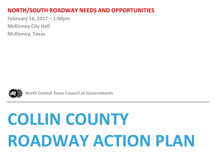 roadway action plan welcome