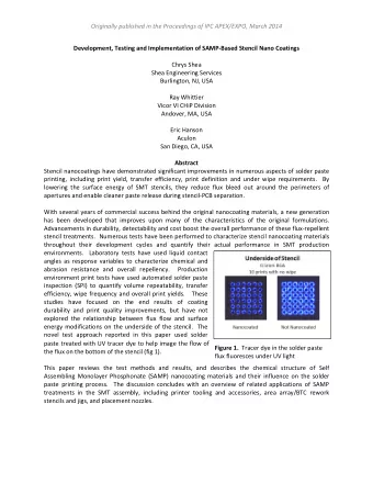 flux fluoresces under UV light  This paper reviews the test methods and results, and describes the