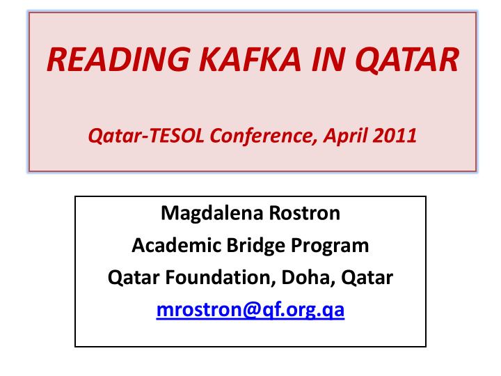 reading kafka in qatar