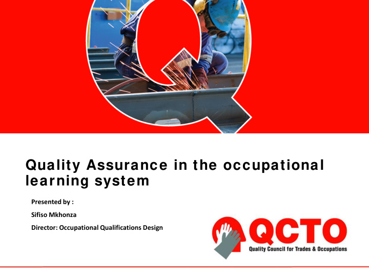 quality assurance in the occupational learning system