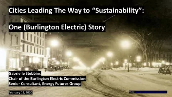 Cities Leading The Way to Sustainability:  One (Burlington Electric) Story