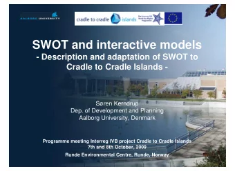 SWOT and interactive models  - Description and adaptation of SWOT to  Cradle to Cradle Islands -