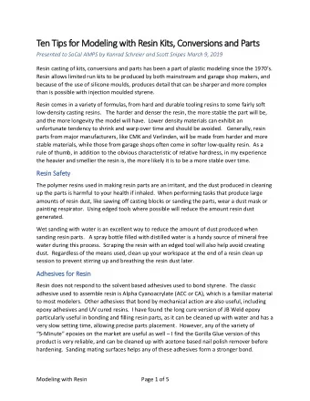 Ten Tips for Modeling with Resin Kits, Conversions and Parts  Presented to SoCal AMPS by Konrad