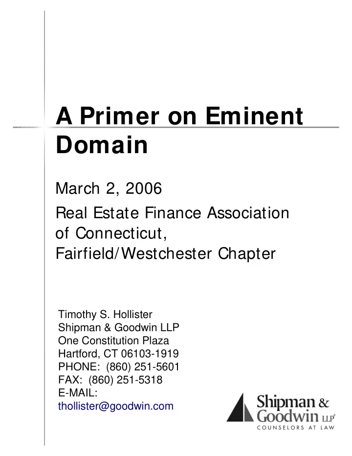 a primer on eminent domain