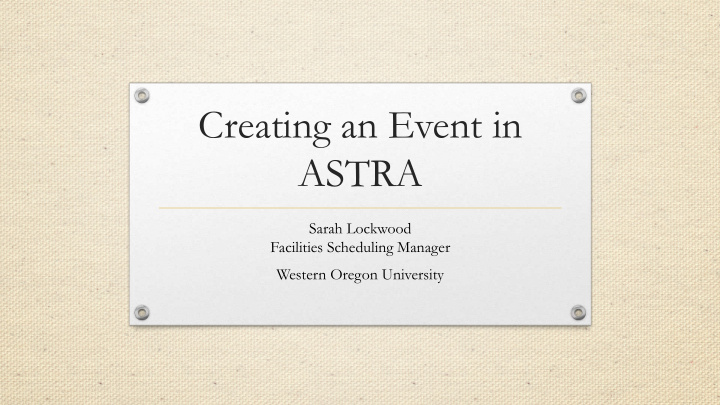 creating an event in astra