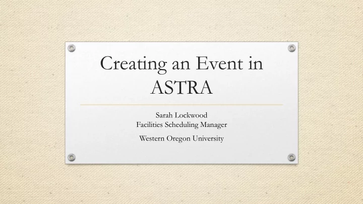 creating an event in astra
