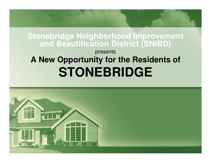 stonebridge presentation outline