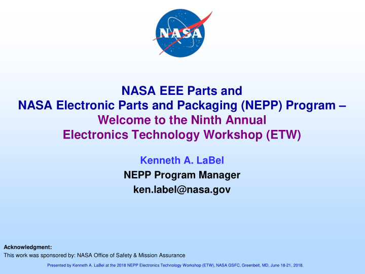 nasa eee parts and nasa electronic parts and packaging