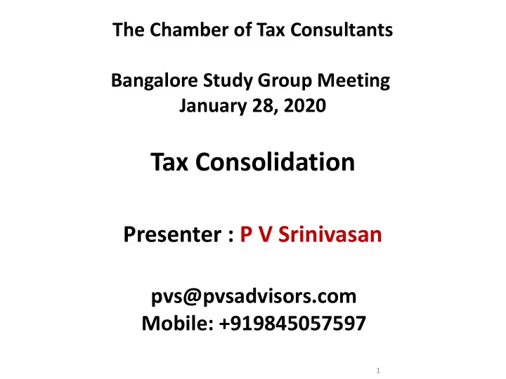 tax consolidation