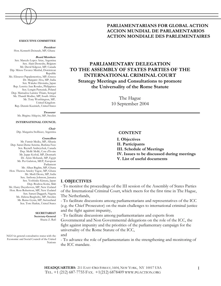 parliamentarians for global action accion mundial de