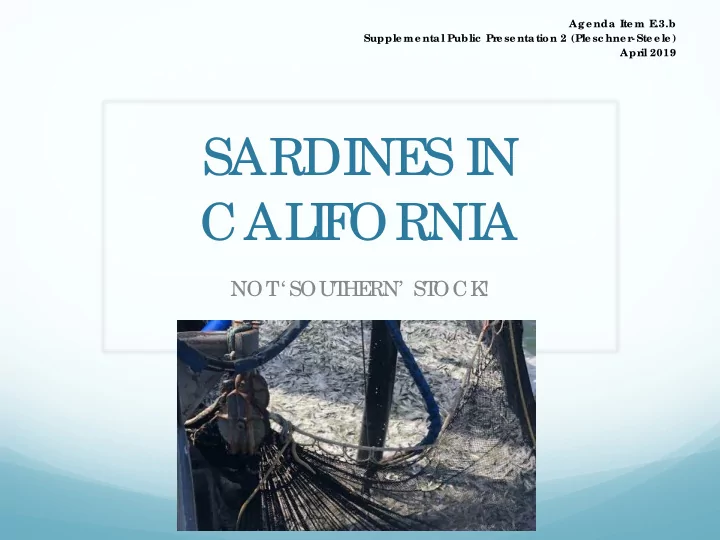 sardi ne s i n cal i f orni a