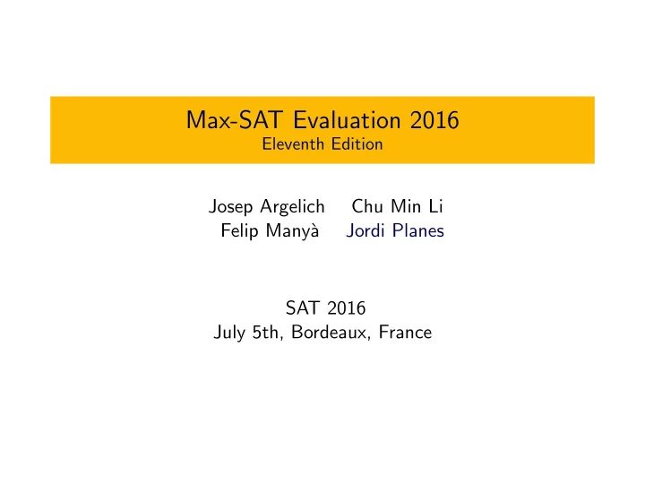 max sat evaluation 2016