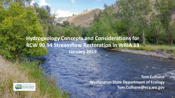 hydrogeology concepts and considerations for rcw 90 94