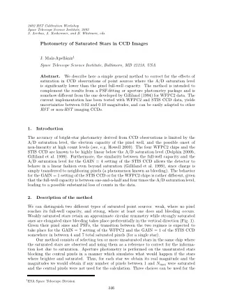 Photometry of Saturated Stars in CCD Images aniz 1  J. Ma  z-Apell  Space Telescope Science
