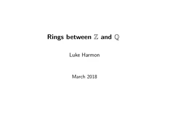 Rings between Z and Q  Luke Harmon  March 2018  Hooks to interest the listener Subgroups of Q .