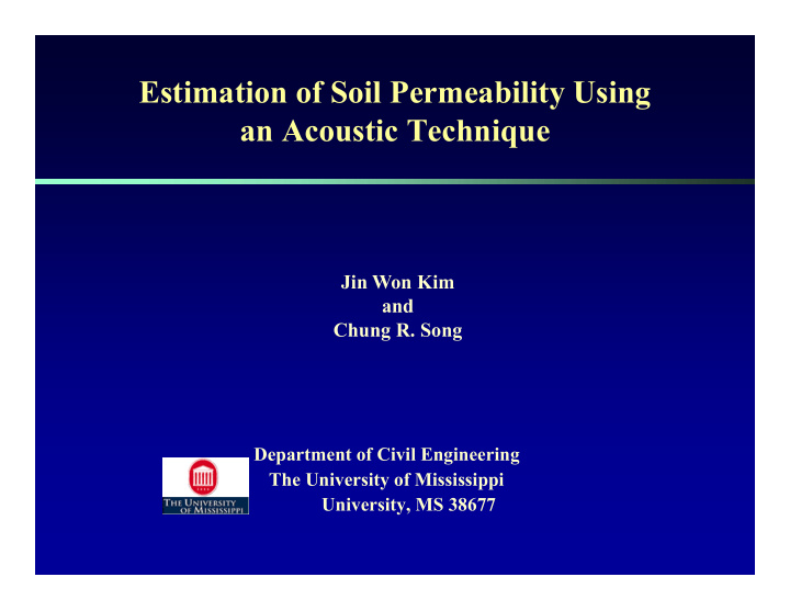 estimation of soil permeability using an acoustic